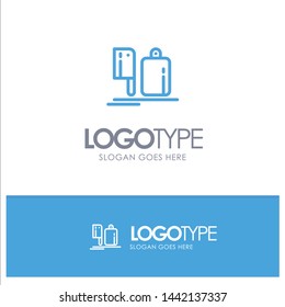 Chopper, Kitchen, Chef, Preparation, Food Blue Logo Line Style
