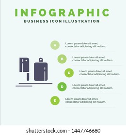 Chopper, Kitchen, Chef, Preparation, Food Infographics Presentation Template. 5 Steps Presentation