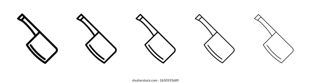 Conjunto de gráficos de icono de cuchillo picador. estilo de línea de trazo de moda