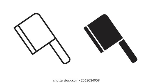 Chopper knife icons in flat and line style set.