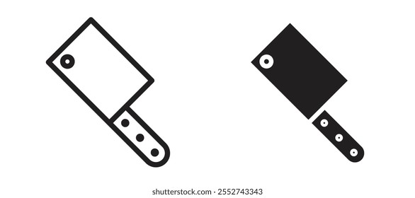 Chopper knife vector icon set black filled and outlined style.