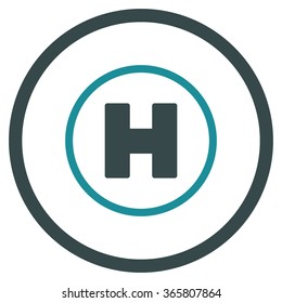 Chopper Landing vector icon. Style is bicolor flat circled symbol, soft blue colors, rounded angles, white background.