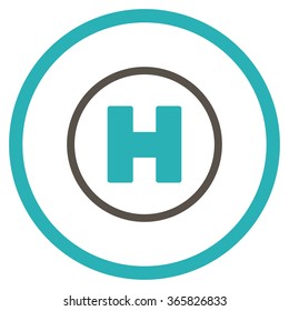 Chopper Landing vector icon. Style is bicolor flat circled symbol, grey and cyan colors, rounded angles, white background.