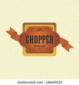 chopper metal motorcycle old style label