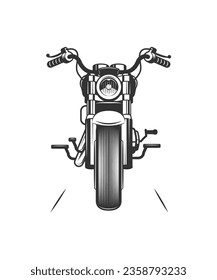 Chopper motorcycle front side isolated stock illustration, Beard, Biker, vector, Cycle - Vehicle