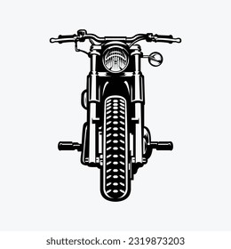 Chopper Motorcycle Front View Vector Art Monochrome Silhouette Isolated EPS