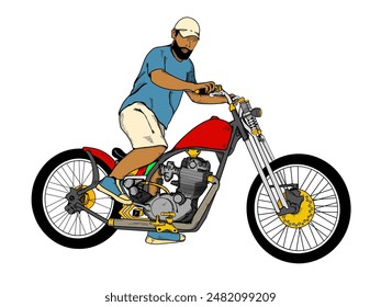 Chopper Motorcycle Logo Design Style Vector