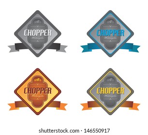 chopper motorcycle retro art vintage label diamond set