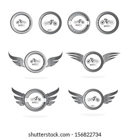 chopper motorcycle steel theme wing art set