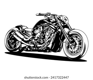 Chopper Motorcycle Vector Illustration Drawing
