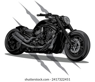 Chopper Motorcycle Vector Illustration Drawing