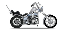 Chopper Motorcycle Vector Illustration With Isolated White Background For Background Design.
