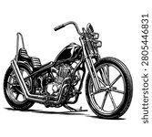 Chopper motorcycle vector illustration line art