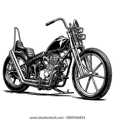 Chopper motorcycle vector illustration line art
