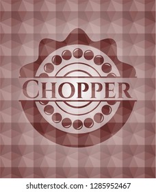 Chopper red seamless emblem with geometric background.