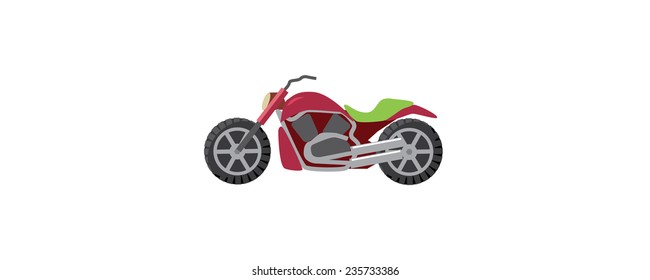 chopper red vector illustration green fast bike