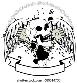 chopper skull tattoo insignia in vector format very easy to edit