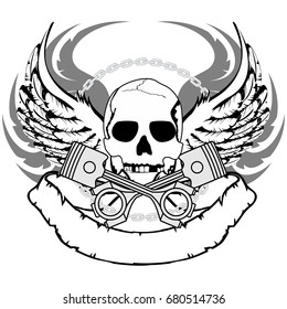chopper skull tattoo insignia in vector format very easy to edit
