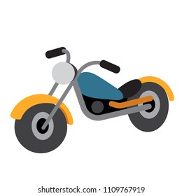Chopper transportation cartoon character perspective view isolated on white background vector illustration.