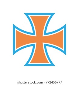Choppers cross icon in flat design. Vector Illustration. Colored choppers cross, isolated on light background