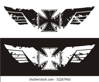 Choppers cross with wings. Vector illustration.