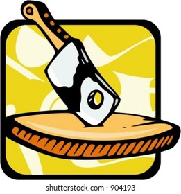 Un tablero de corte con la ilustración cleaver.Vector