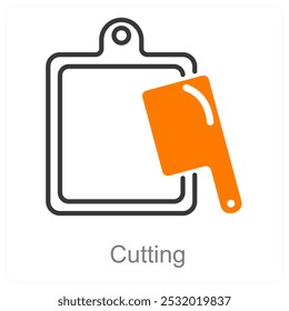 Tabuleiro de corte e conceito de ícone de corte