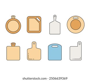 chopping board and cutting board icons set