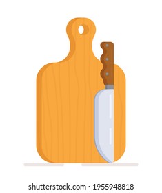 Chopping Board And Knife Simple Vector Illustration Icon. healthy food preparation, cooking dinner isolated on white background. 