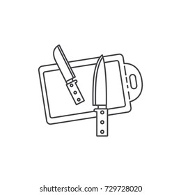 chopping board and knives monochrome silhouette vector illustration