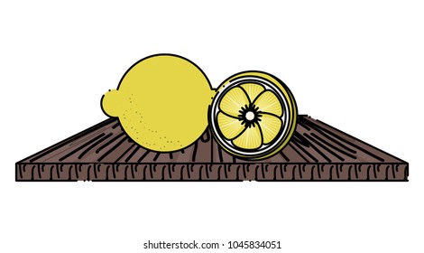 chopping board with lemons