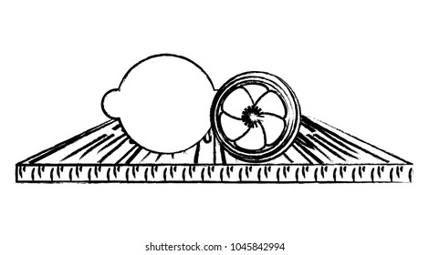 chopping board with lemons