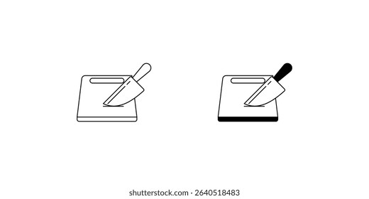 chopping board set icon with white background vector stock illustration