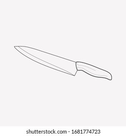 Cortando elemento de línea de icono de cuchillo. Ilustración vectorial de la línea del icono de la navaja aislada en un fondo limpio para el diseño del logotipo de la aplicación móvil web.