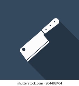 chopping knife icon with long shadow