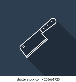 chopping knife icon with long shadow