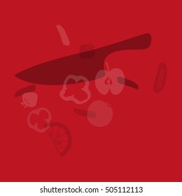 Chopping vegetables, vector illustration