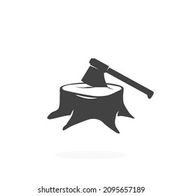 Chopping Wood Icon Silhouette Vector Illustration