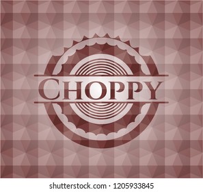 Choppy red badge with geometric pattern. Seamless.