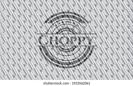 Choppy silver badge. Scales pattern. Vector Illustration. Detailed. 