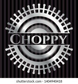 Choppy silver emblem or badge. Vector Illustration. Mosaic.