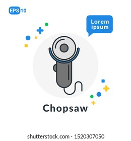 Chopsaw Construction Tool Flat icon . Used For web, logo, mobile app, User Interface and Infographic