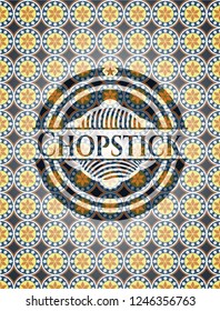 Chopstick arabic badge background. Arabesque decoration.