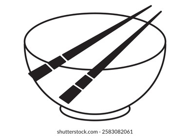 Chopstick and Bowl set. Vector illustration of Chopstick. Vector illustration of a food sticker. Variety of Chopsticks Design.