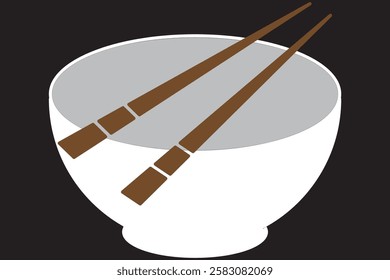 Chopstick and Bowl set. Vector illustration of Chopstick. Vector illustration of a food sticker. Variety of Chopsticks Design.