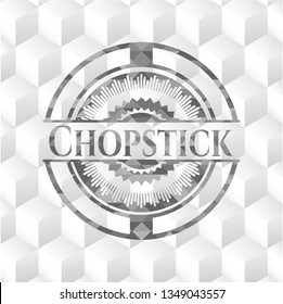 Chopstick realistic grey emblem with cube white background