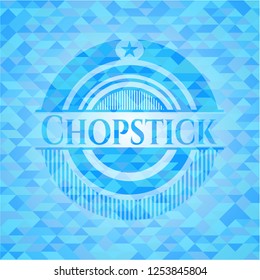 Chopstick realistic sky blue emblem. Mosaic background