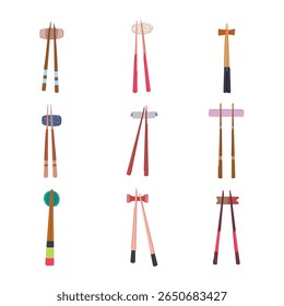 acessórios de mesa, porcelana de bambu, madeira de metal sinal de descanso de chopstick. ilustração vetor símbolo isolado