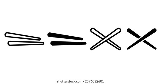 chopstick set icon vector design black white color illustration simple flat style isolated