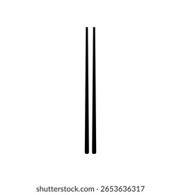 Silhueta Chopstick, pode usar para logotipo, pictograma, aplicativos, sinal de comida asiática, símbolo de ícone oriental, ou Elemento de design gráfico. Ilustração de vetor